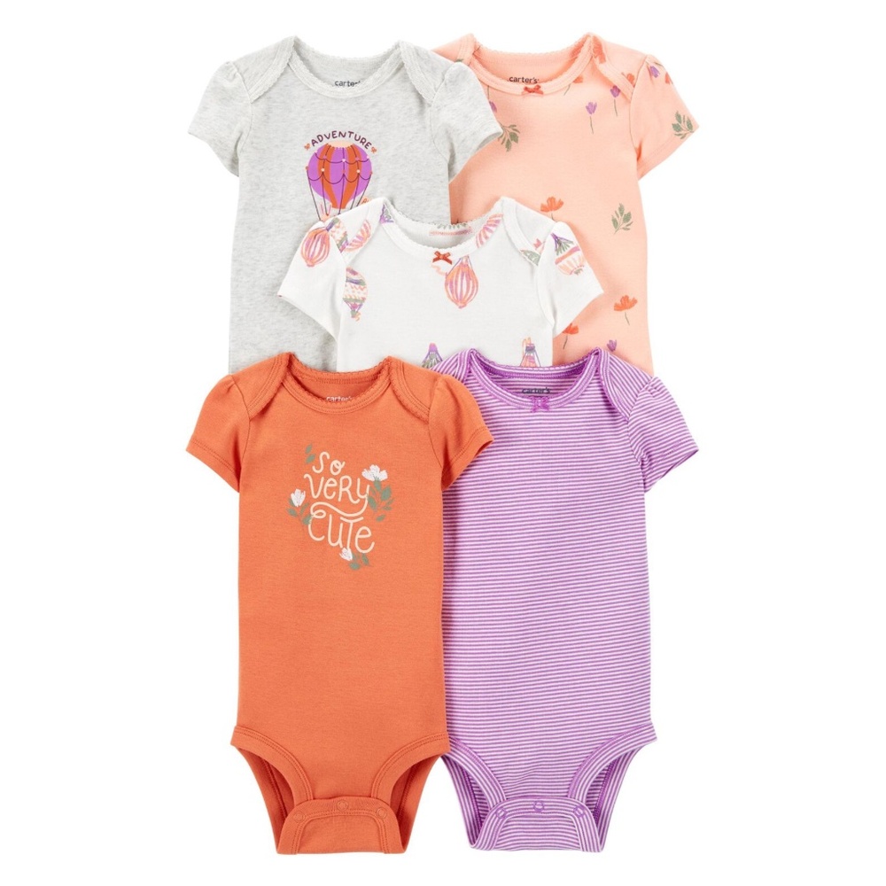 NWT Carter's 5-Pack Short-Sleeve Bodysuits Size 24 Months